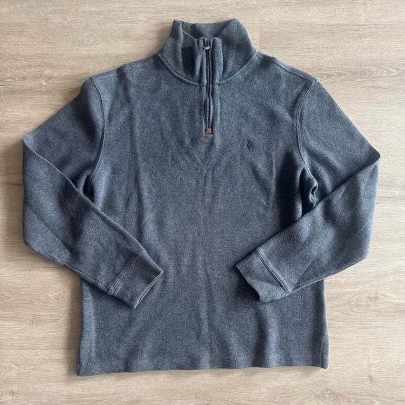 Polo By Ralph Lauren Classic Men's Pullover Quarter Zip Sweater Gray SZ M - Picture 1 of 7